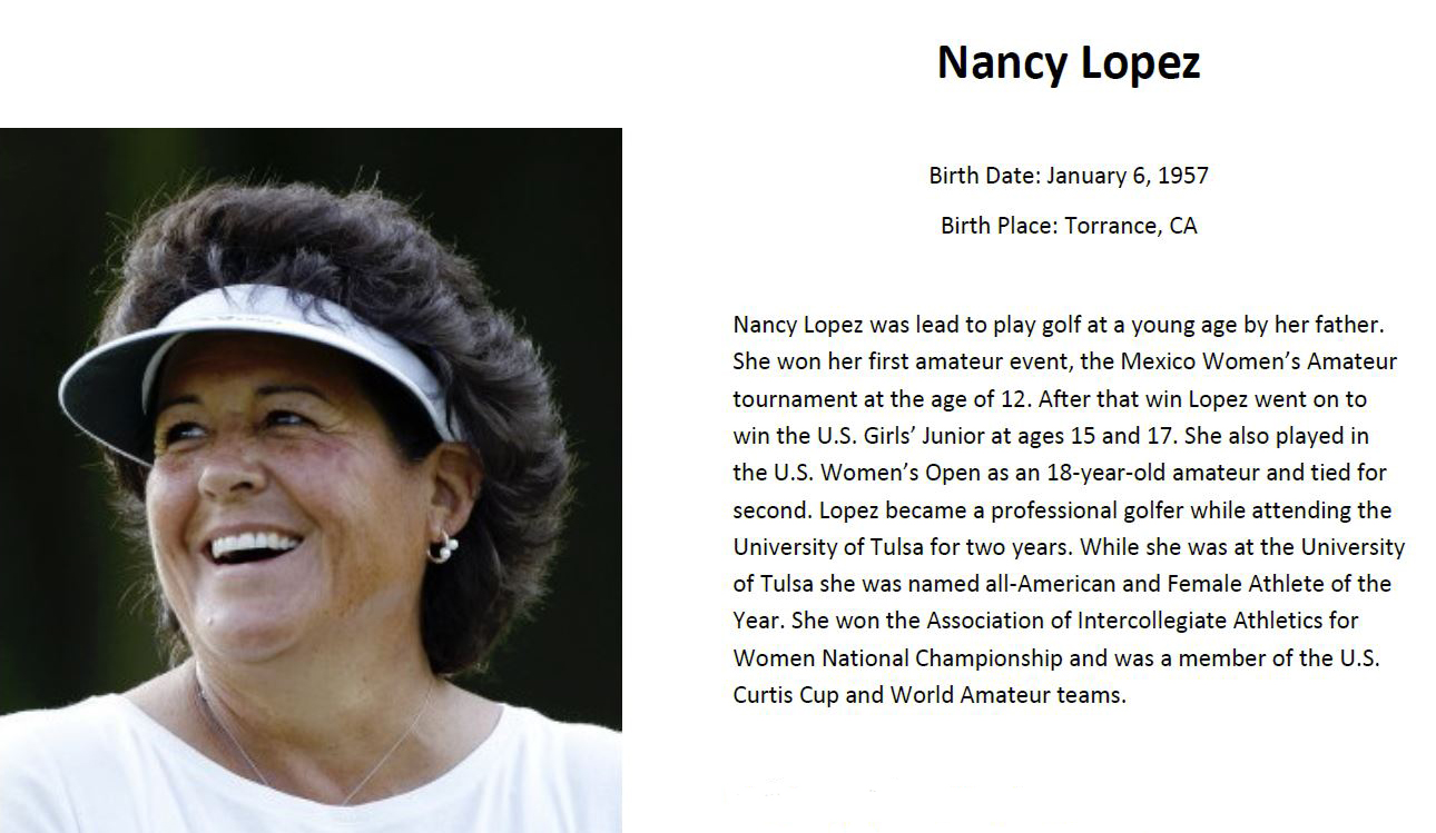 EMC photo of LPGA legend Nancy Lopez