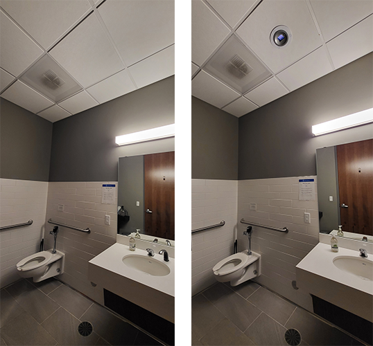 Before + After 222 nm UV-C Install in a guest restroom 